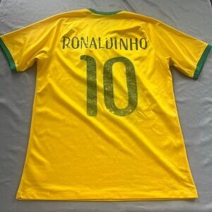 Nike Brazil yellow Ronaldo 10 2014 soccer jersey